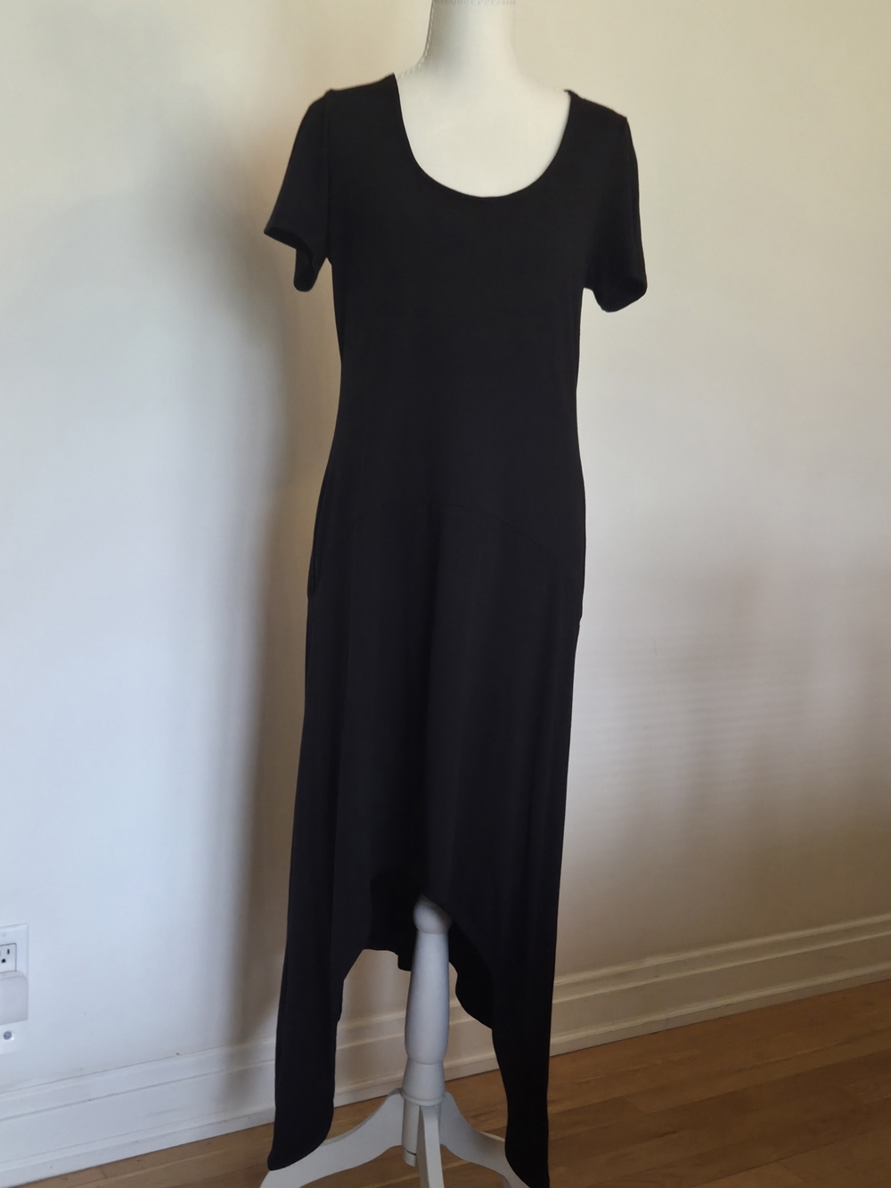 Serena Williams Black High-Low Scoop Neck Dress